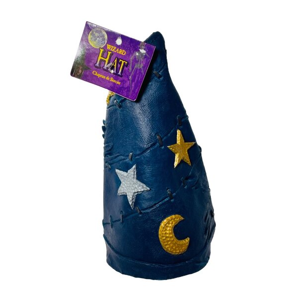 Wizard Hat Blue Stars & Moon Rubber Paper Magic Group Ages 5+ Halloween Vintage - Picture 2 of 14